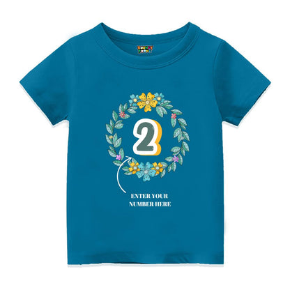 Floral Alphabets Kids Customised Age Tshirts