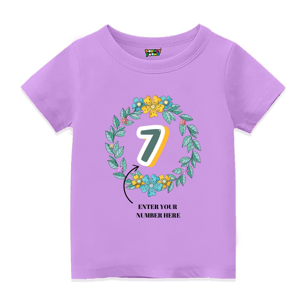Floral Alphabets Kids Customised Age Tshirts