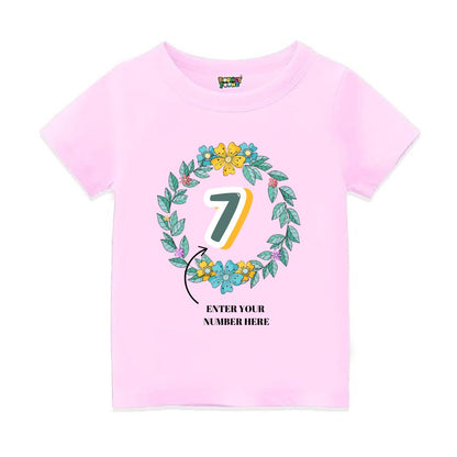 Floral Alphabets Kids Customised Age Tshirts