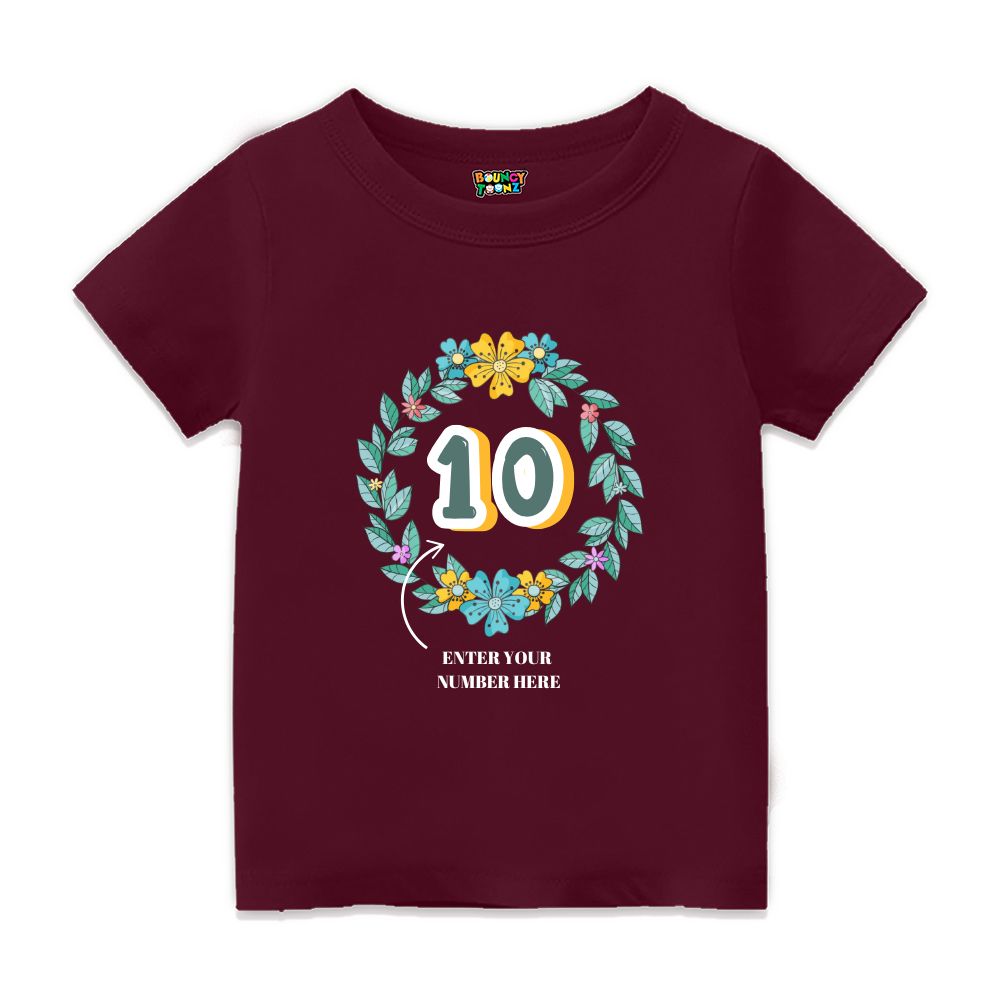 Floral Alphabets Kids Customised Age Tshirts