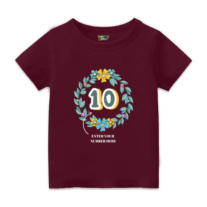 Floral Alphabets Kids Customised Age Tshirts