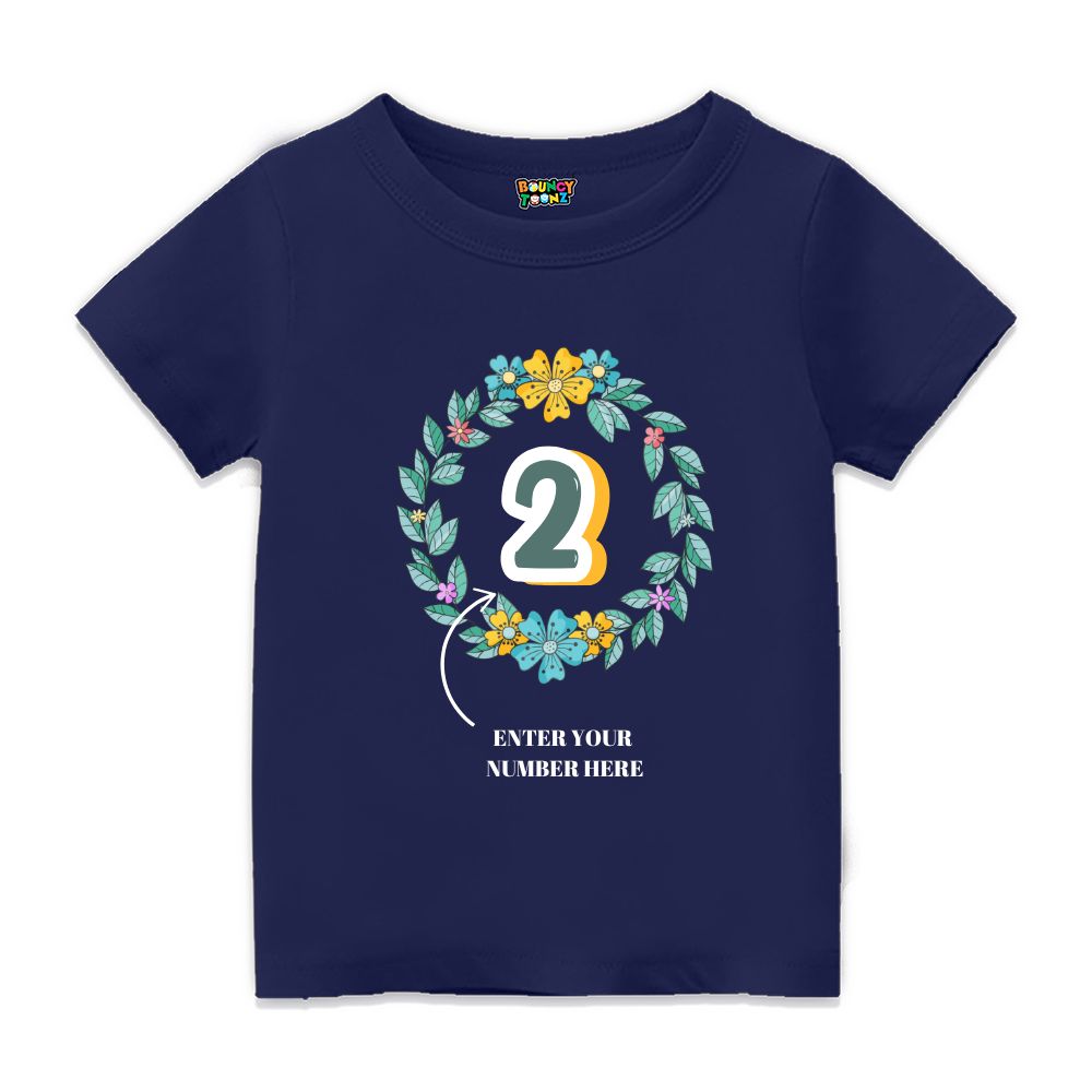 Floral Alphabets Kids Customised Age Tshirts