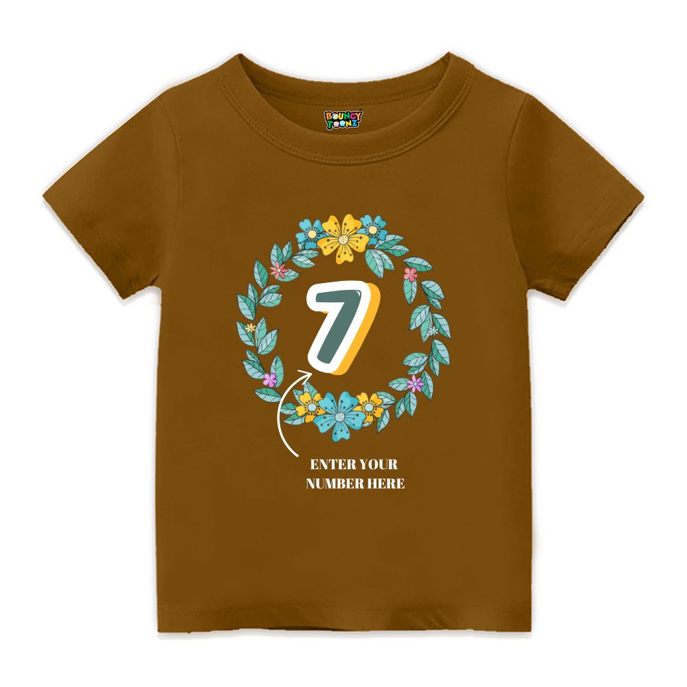 Floral Alphabets Kids Customised Age Tshirts