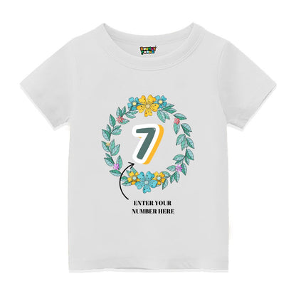 Floral Alphabets Kids Customised Age Tshirts