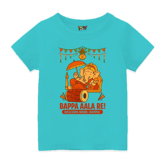 Aquablue t-shirt with a cartoon depiction of Ganesha for little deity 
