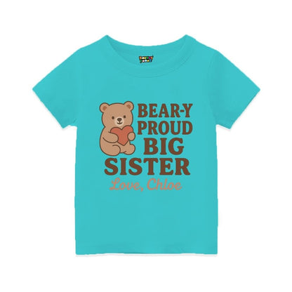 Aquablue t-shirt with a bear graphic and text