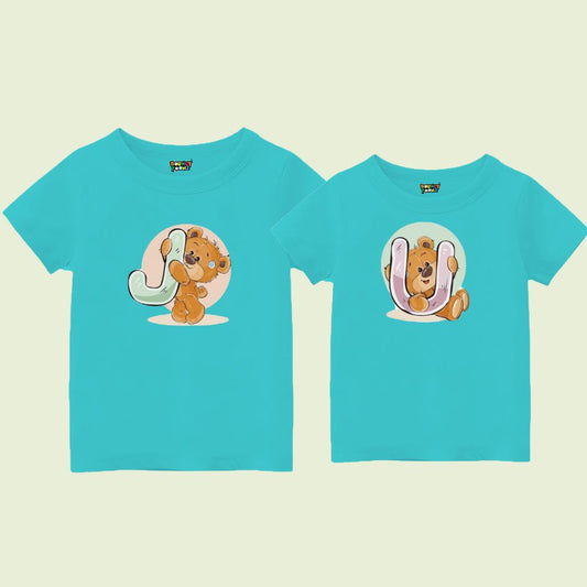 Aquablue t-shirts , cartoon bear designs and Initials printed
