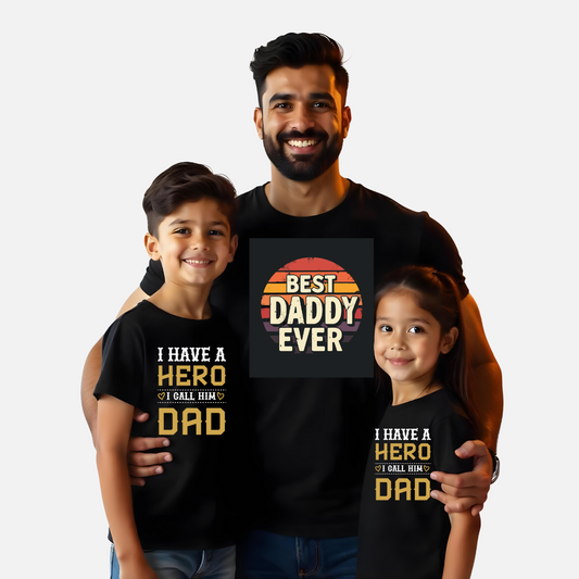 Best Daddy Ever - Matching Super Hero Dad and Kids T shirts - Fathers Day Gifts