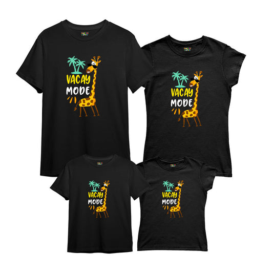 Vacay Mode Giraffe Family T-Shirts Set of 3 and 4 for Mom, Dad, Son & Daughter