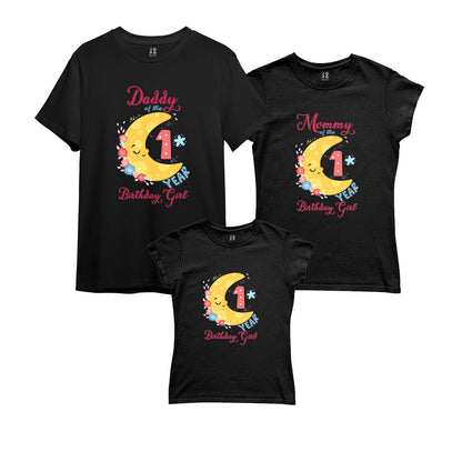 Moon Theme Matching Family T-Shirts Set of 3 and 4 for Mom, Dad, Son & Daughter