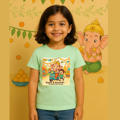 Bappa On Modak Delivery Duty Kids Tshirt Mintgreen