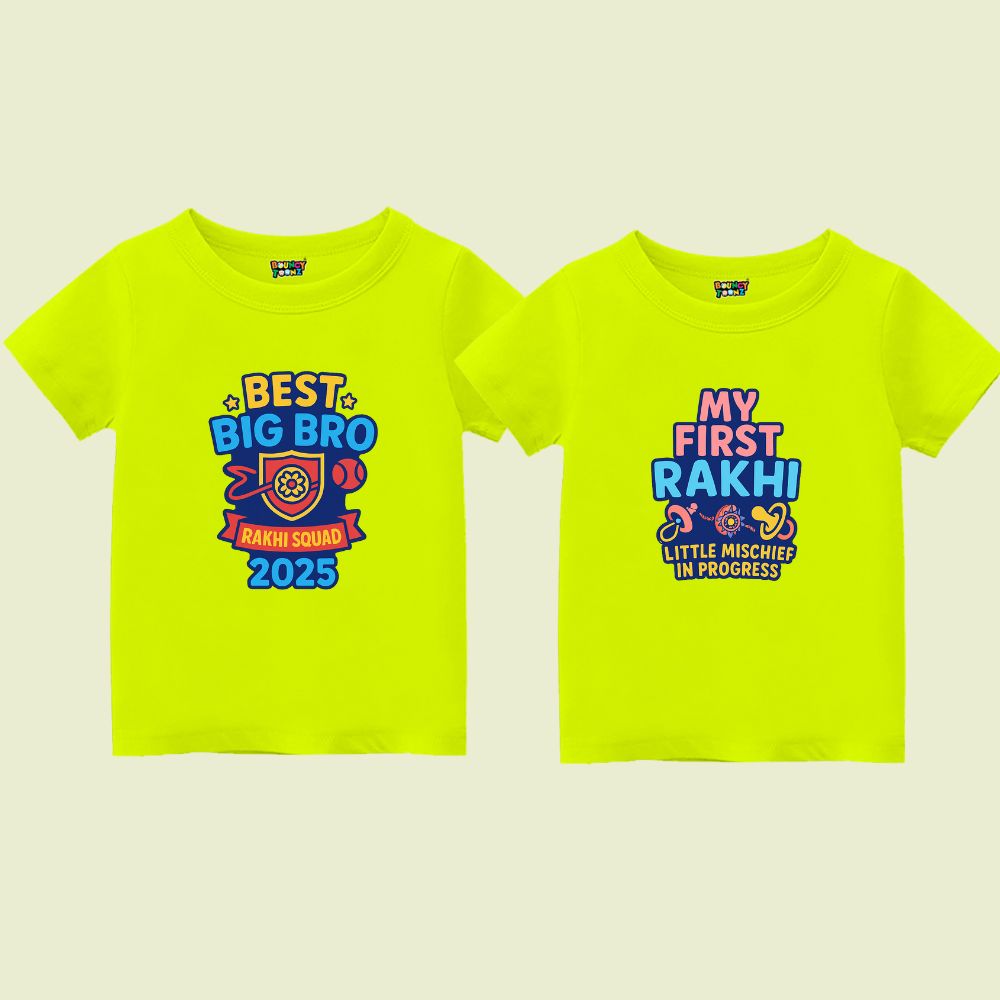 Best First Siblings Tshirt Neongreen