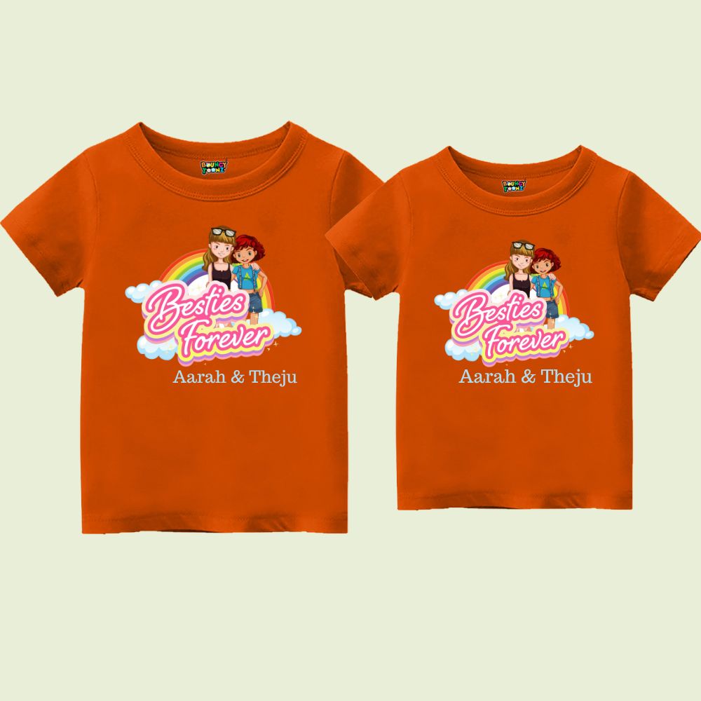 Besties forever siblings tshirt Orange