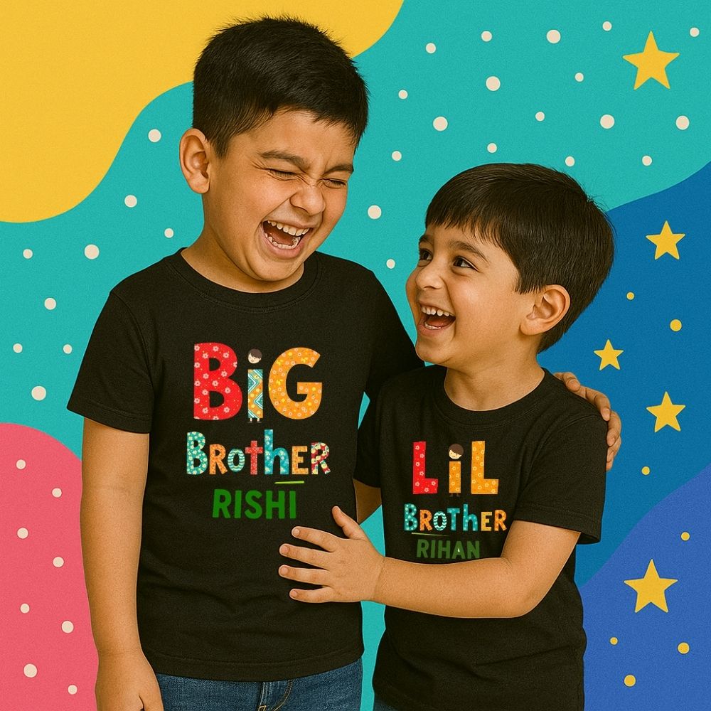 Custom 'Big Brother' & 'Little Brother' tees with names – perfect Rakhi gift 2025 to celebrate the bond between brothers