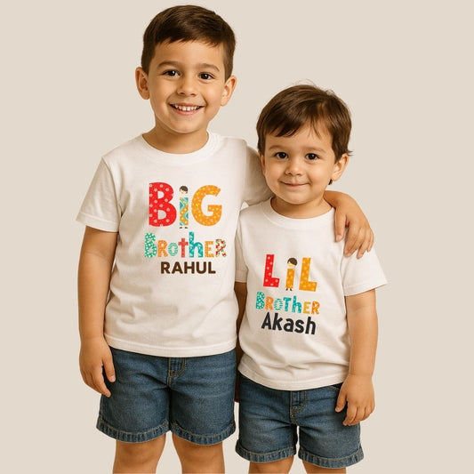 Custom 'Big Brother' & 'Little Brother' tees with names – perfect Rakhi gift 2025 to celebrate the bond between brothers