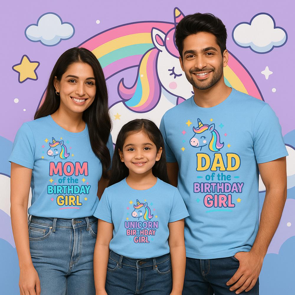 Family t shirts for 4 - Pastelblue family tshirts for birthday