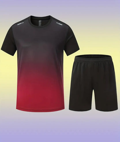 black/red Jersey tshirt set