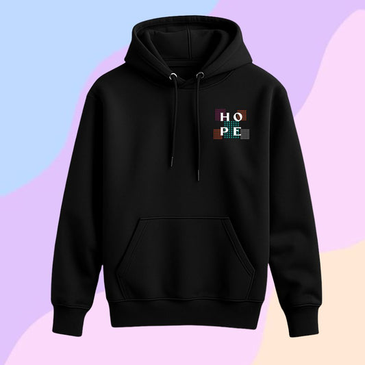 Black hoodie with 'HOPE' Print design 