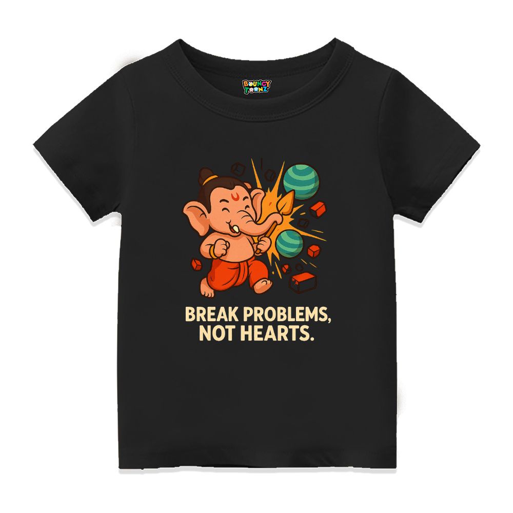 Black t-shirt 'Break problems, not hearts' Kids Tshirt