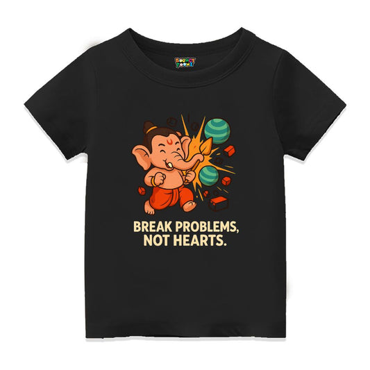 Black t-shirt 'Break problems, not hearts' Kids Tshirt