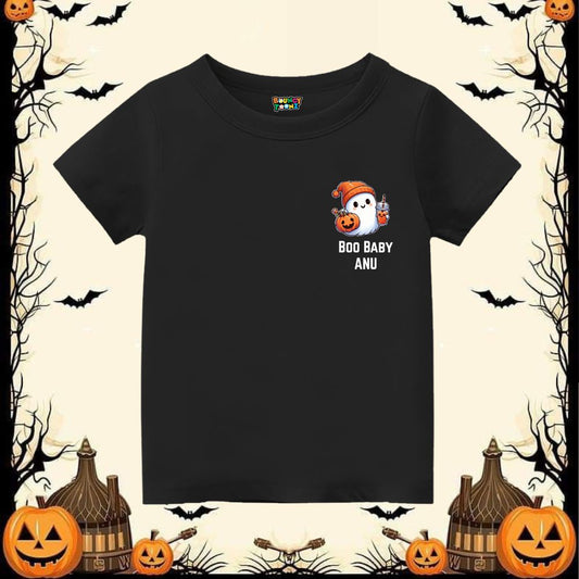 Black t-shirt with 'Boo Baby' Halloween-themed design