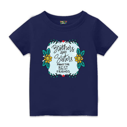 Navyblue ‘Brothers and Sisters Make the Best Friends’ T-shirt – perfect Rakhi gift 2025 to celebrate the unbreakable sibling bond