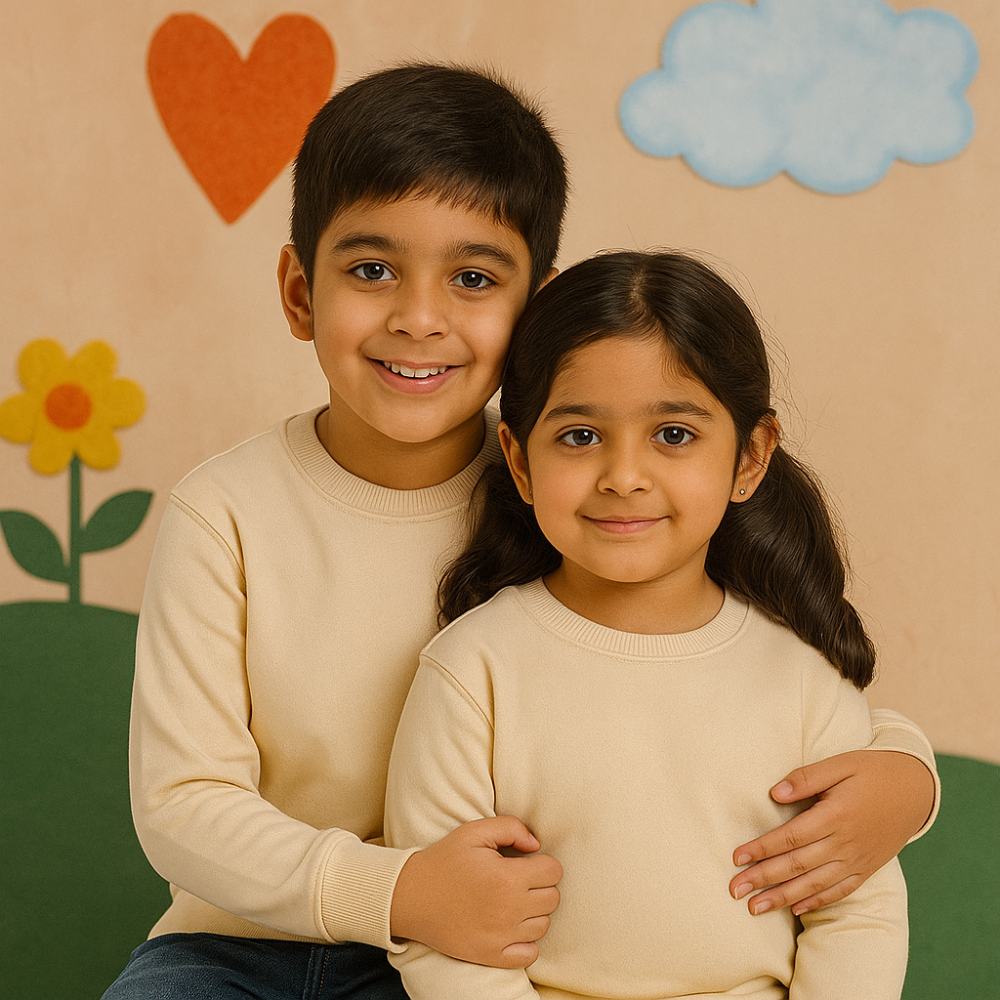 Burrlywood plain sweatshirts for brother and sister – perfect Rakhi gift 2025 to celebrate sibling love in cozy, matching style