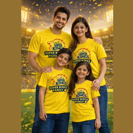 CSK Family Matching T-Shirts – Chennai Super Kings Family Combo IPL Fan T-Shirt Set