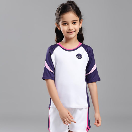 Kids white jersey with White Purple and Pink 