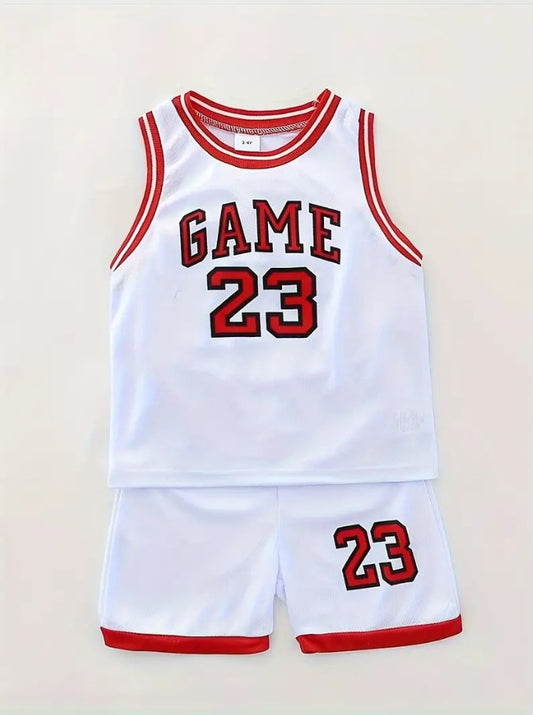 Kids Sports Jersey Sleeveless White-Red