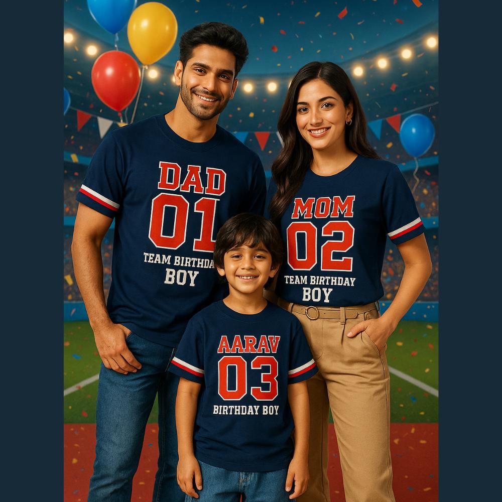 Family t shirts set of 4 online Navy