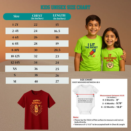 Kids Diwali matching  t-shirt size chart