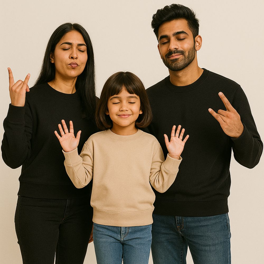 Family Sweatshirt Black and Burlywood