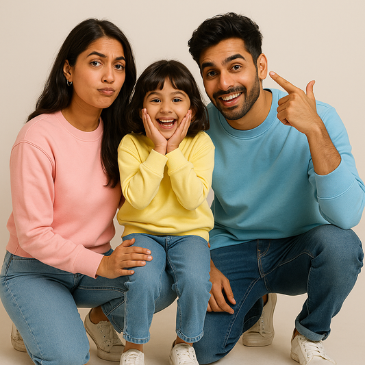 Family Sweatshirt PastelPink Lt Yellow Pastelblue