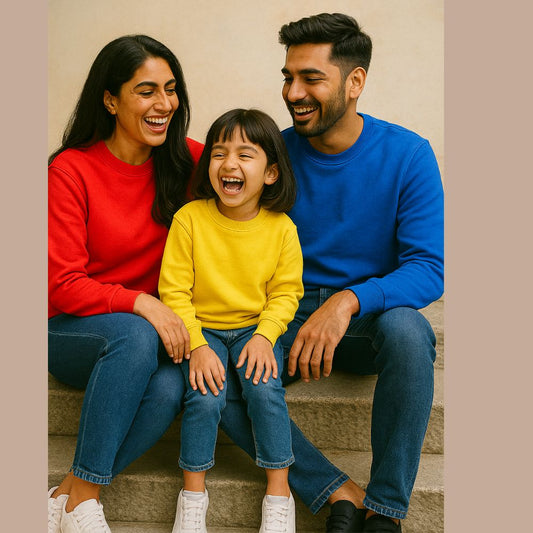 Family Sweatshirt Red Royalblue and Yellow