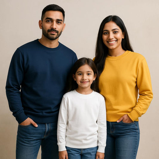 Family Sweatshirts Navy Mustard White