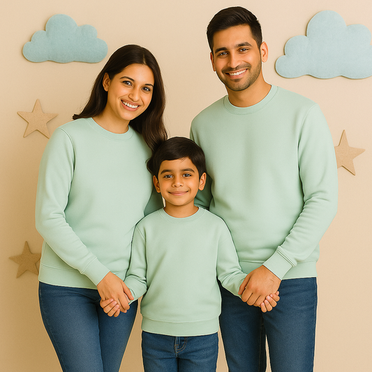 Family matching pastel mint sweatshirt