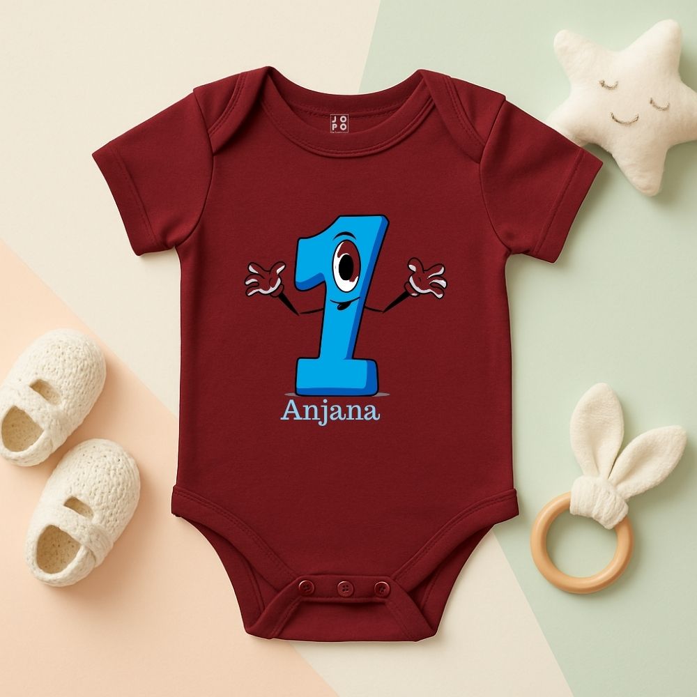 First Birthday Maroon baby onesie 