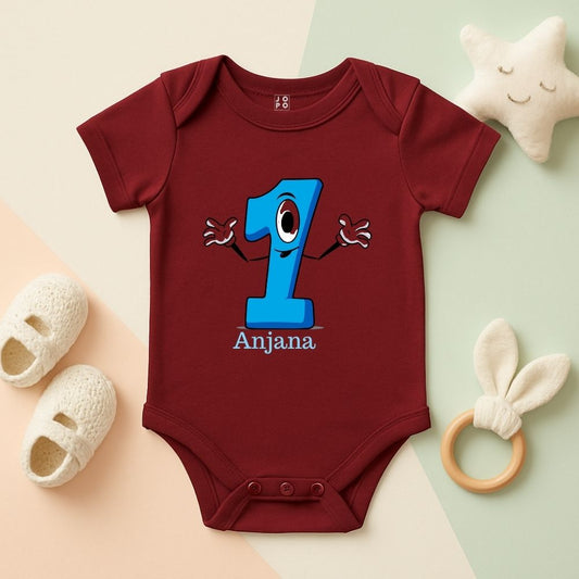 First Birthday Maroon baby onesie 