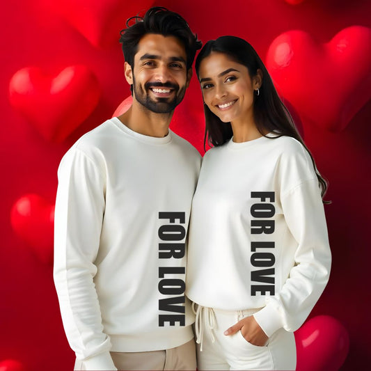For Love Couple Sweatshirts White