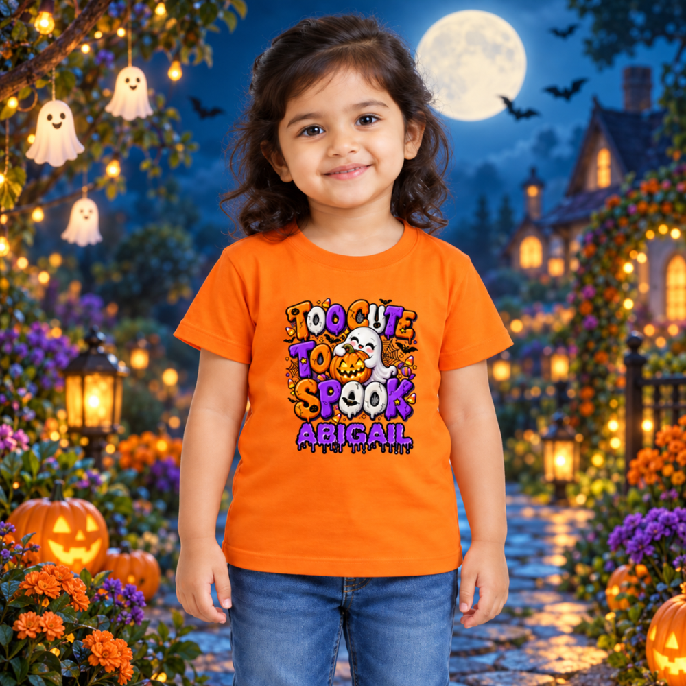 My First Halloween Kids T-Shirt – Cute Ghost and Pumpkin Print - ORANGE - 6-12 Months (Chest 20")