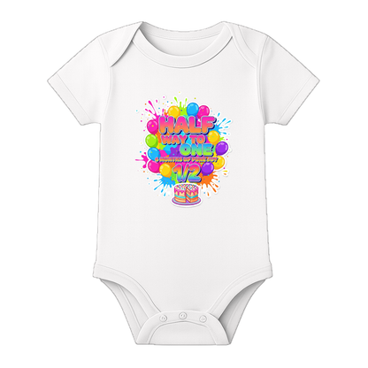 My Half Birthday Onesie Personalized Baby Outfit - WHITE - 0 - 3 Months (Chest 18")