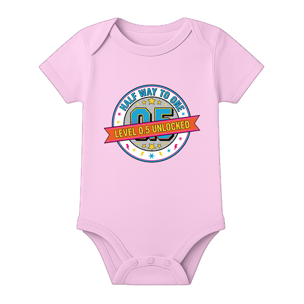 Six Month Birthday Romper Personalized Cotton Outfit - BABY PINK - 0 - 3 Months (Chest 18")
