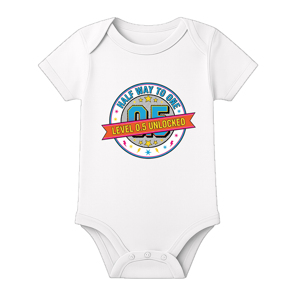 Six Month Birthday Romper Personalized Cotton Outfit - WHITE - 0 - 3 Months (Chest 18")