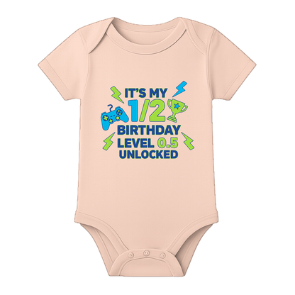 6 Month Old Baby Onesie with Name Customization - BABY PEACH - 0 - 3 Months (Chest 18")