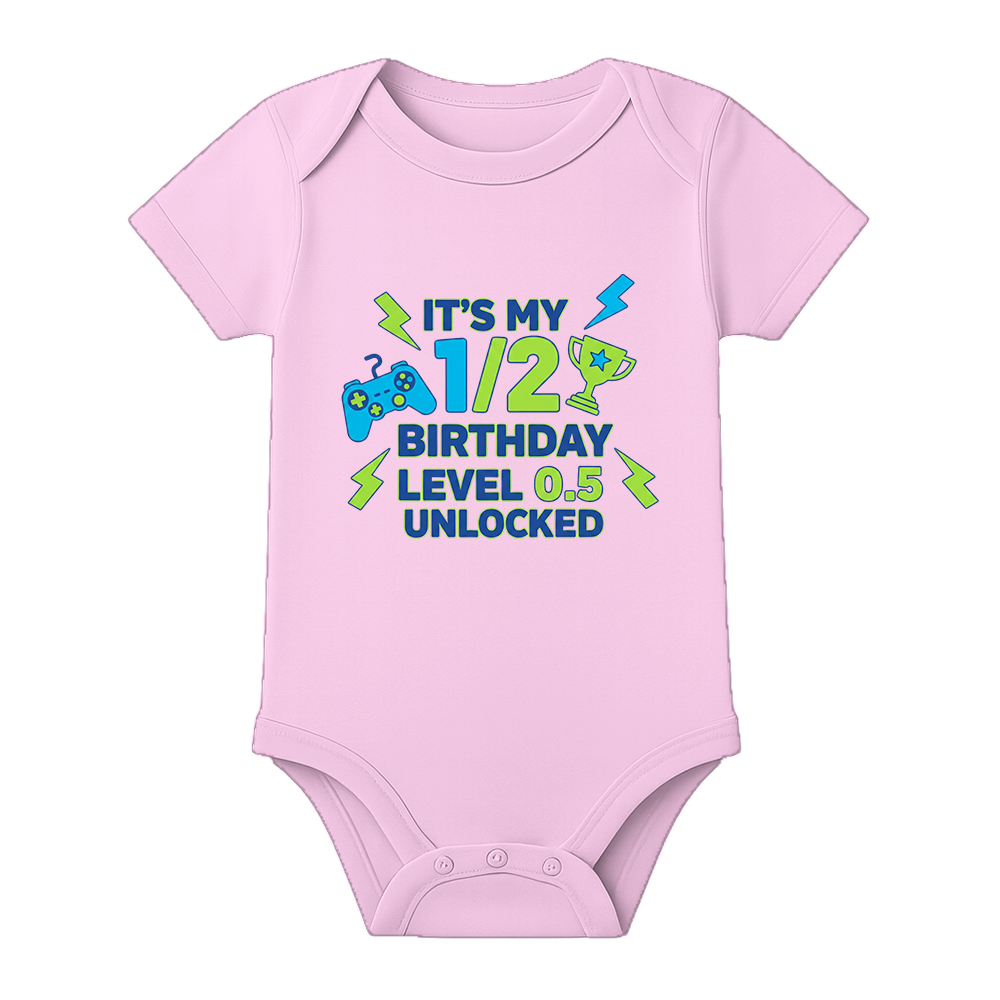 6 Month Old Baby Onesie with Name Customization - BABY PINK - 0 - 3 Months (Chest 18")