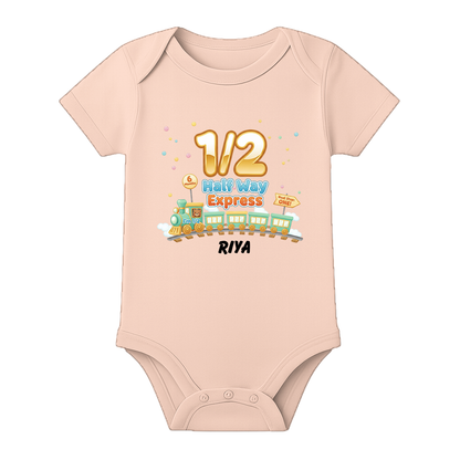 Personalized Half Birthday Onesie for Baby Girl - BABY PEACH - 0 - 3 Months (Chest 18")