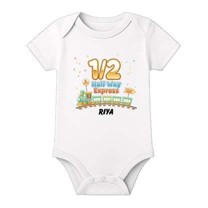 Personalized Half Birthday Onesie for Baby Girl - WHITE - 0 - 3 Months (Chest 18")