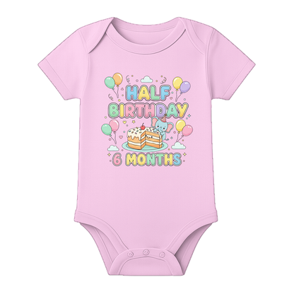 Half Birthday Photoshoot Baby Onesie Personalized - BABY PINK - 0 - 3 Months (Chest 18")