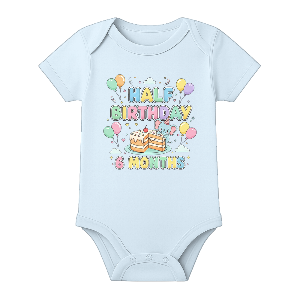 Half Birthday Photoshoot Baby Onesie Personalized - BABY SKY - 0 - 3 Months (Chest 18")